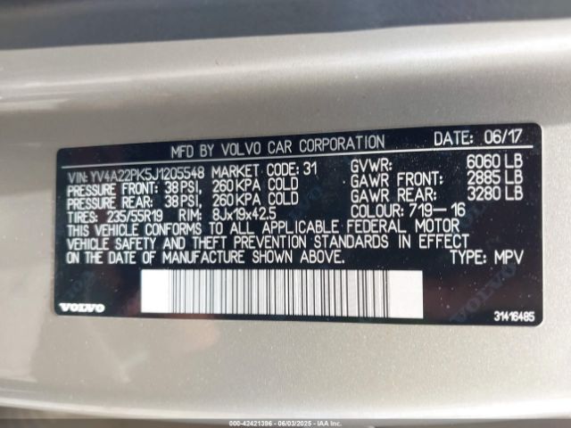 YV4A22PK5J1205548 Volvo Xc90 T6 Momentum