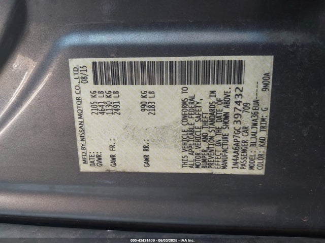 Nissan 2016 2016 1N4AA6AP7GC397432 Image 9