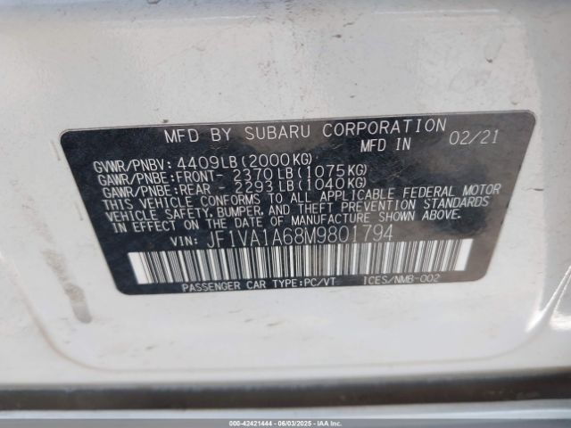 JF1VA1A68M9801794 Subaru dib turbo