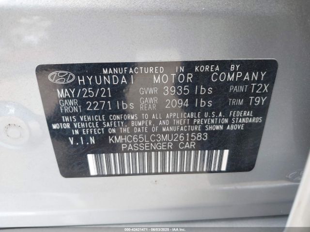 KMHC65LC3MU261583 Hyundai gdi kappa
