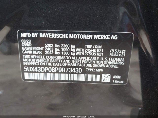 5UX43DP08P9R73430 BMW 2023