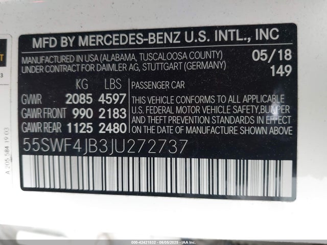 55SWF4JB3JU272737 Mercedes-Benz m274