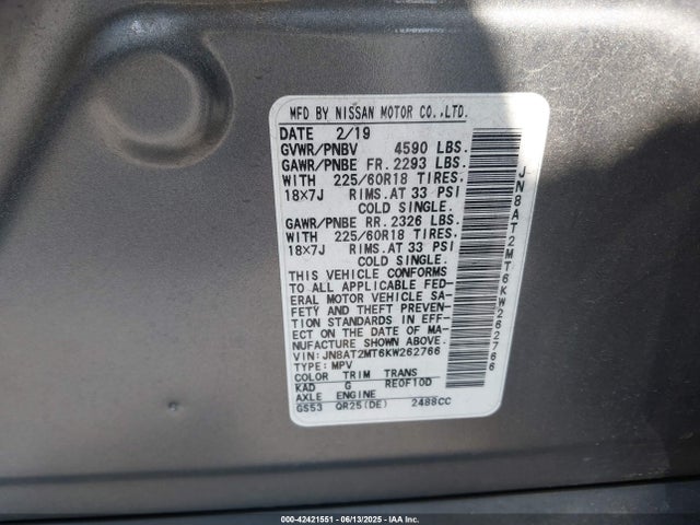 JN8AT2MT6KW262766 Nissan 2019