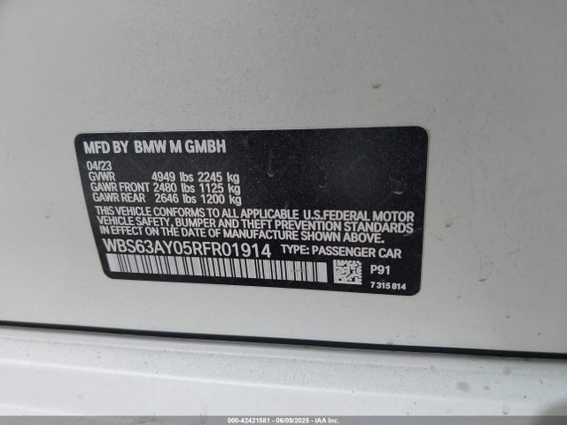 WBS63AY05RFR01914 BMW 2024