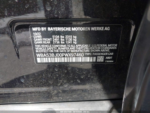 WBA53BJ00PWX97460 BMW 540I