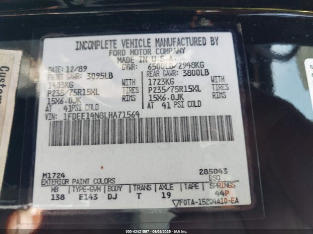 1990 FORD ECONOLINE 1FDEE14N8LHA71564 Photo 8