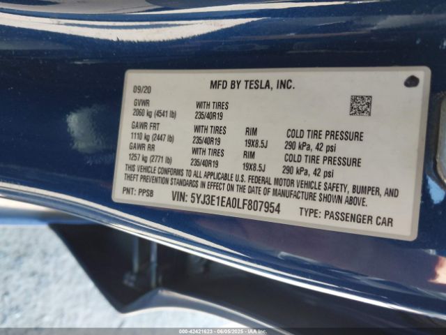 2020 TESLA MODEL 3 5YJ3E1EA0LF807954 Photo 8