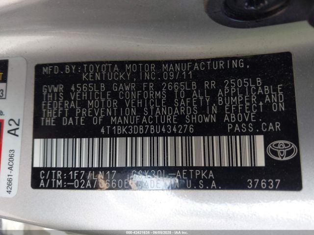 2011 TOYOTA AVALON 4T1BK3DB7BU434276 Photo 8