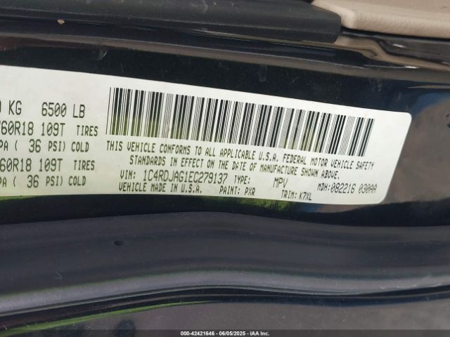 1C4RDJAG1EC279137 Dodge Durango Sxt