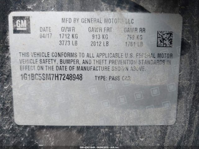 2017 CHEVROLET CRUZE 1G1BC5SM7H7248948 Photo 8