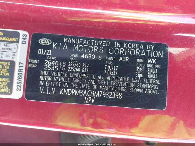 KIA gdi theta-ii 2021 KNDPM3AC9M7932398 Image 9