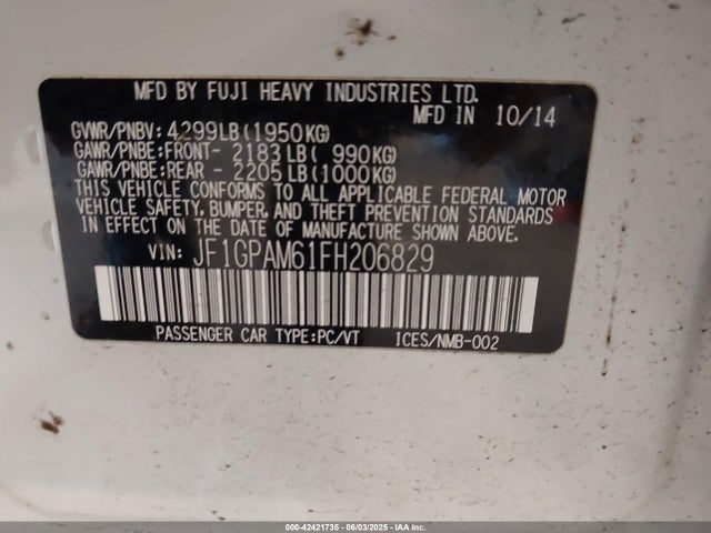 JF1GPAM61FH206829 Subaru 2.0l na