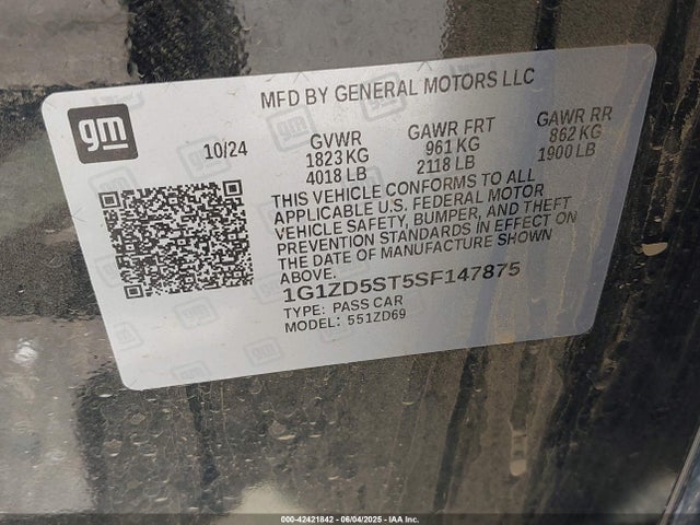 1G1ZD5ST5SF147875 Chevrolet Malibu Fwd 1lt