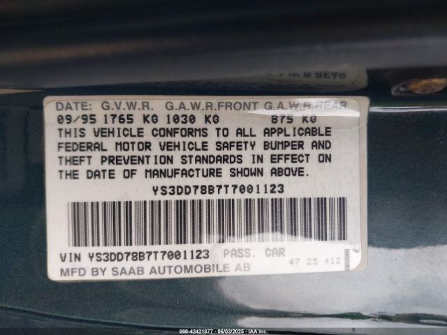 1996 SAAB 900 YS3DD78B7T7001123 Photo 8