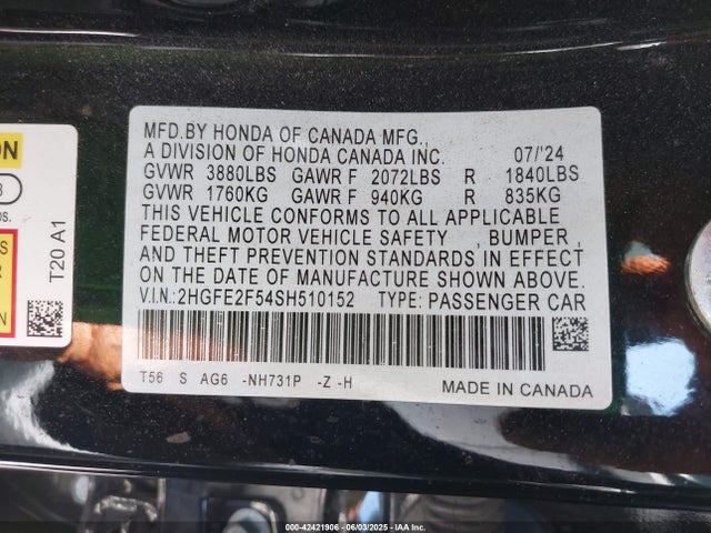 2HGFE2F54SH510152 Honda k20c9