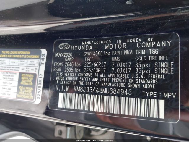 2021 HYUNDAI TUCSON KM8J33A48MU384943 Photo 8