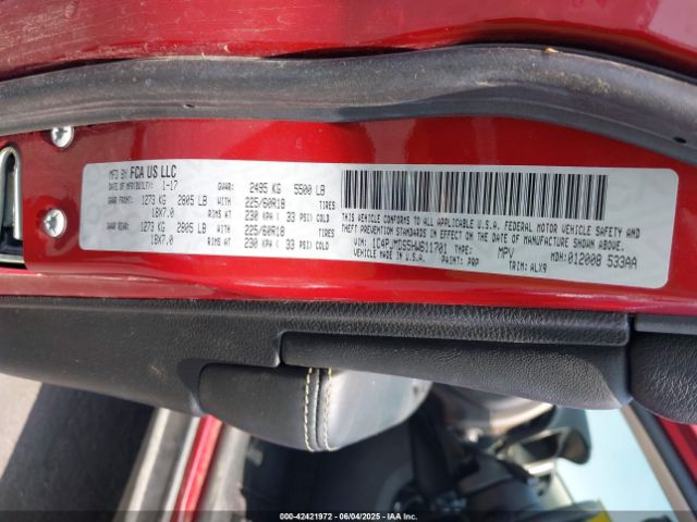 1C4PJMDS5HW611701 Jeep Cherokee Limited 4x4
