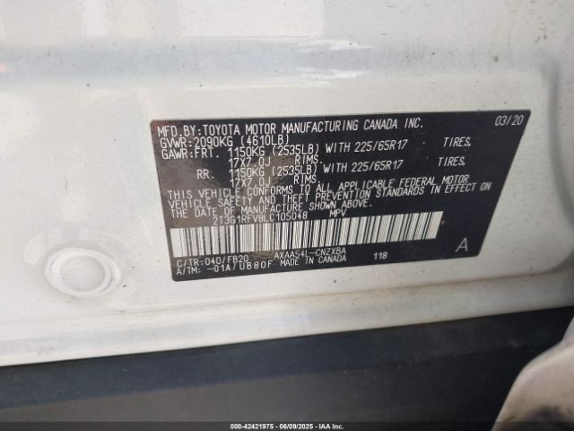 2T3G1RFV8LC105048 Toyota RAV4 LE