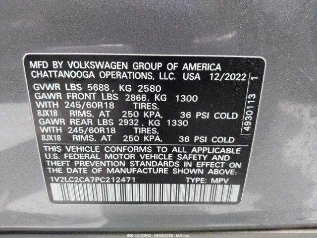 1V2LC2CA7PC212471 Volkswagen 2.0 tsi