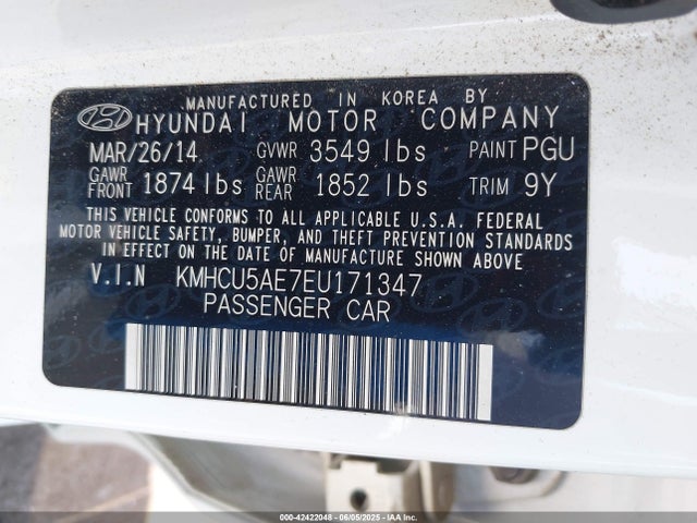KMHCU5AE7EU171347 Hyundai dohc gdi gamma