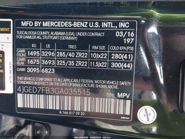 4JGED7FB3GA035515 Mercedes-Benz 2016