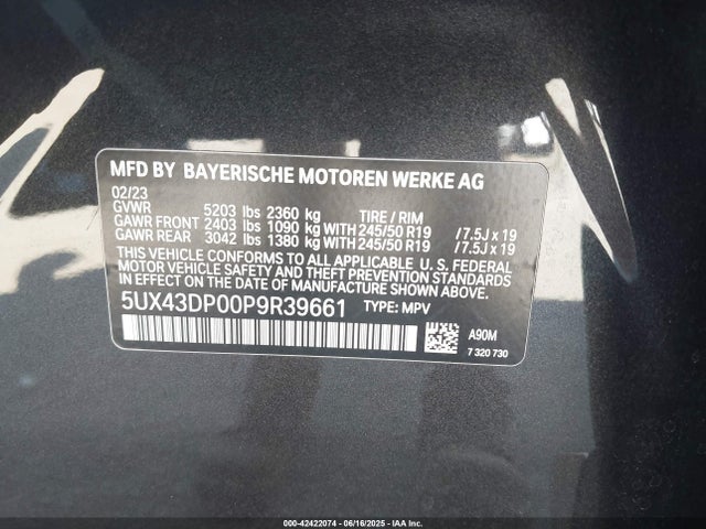 5UX43DP00P9R39661 BMW 2023