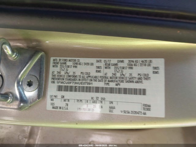 1FMCU0F73HUE07591 Ford 2.5l i-vct