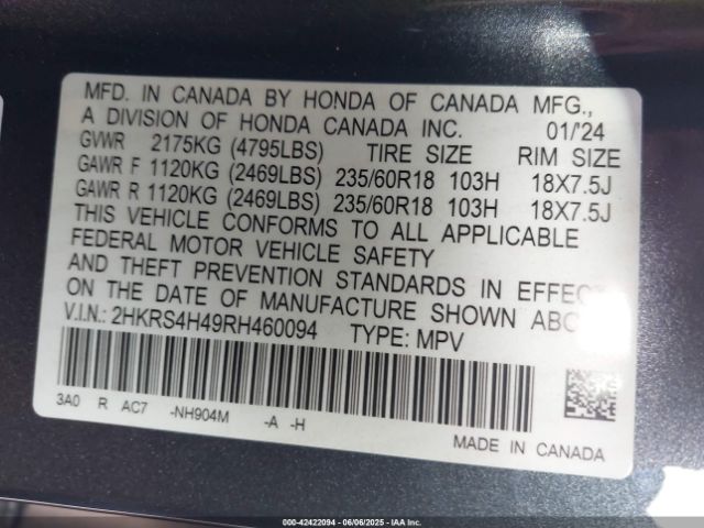2024 HONDA CR-V 2HKRS4H49RH460094 Photo 8