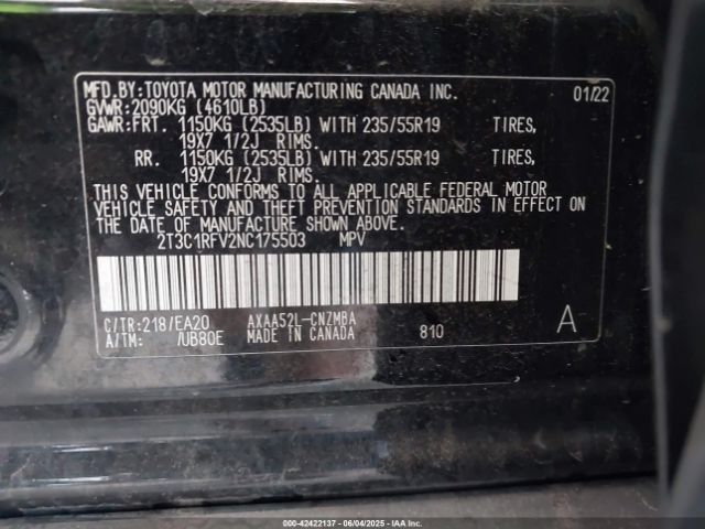 2022 TOYOTA RAV4 2T3C1RFV2NC175503 Photo 8