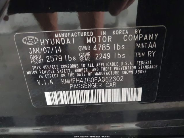 KMHFH4JG0EA362302 Hyundai Azera Limited