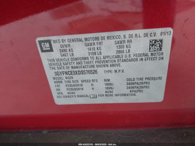 2013 CADILLAC SRX 3GYFNCE3XDS576526 Photo 8
