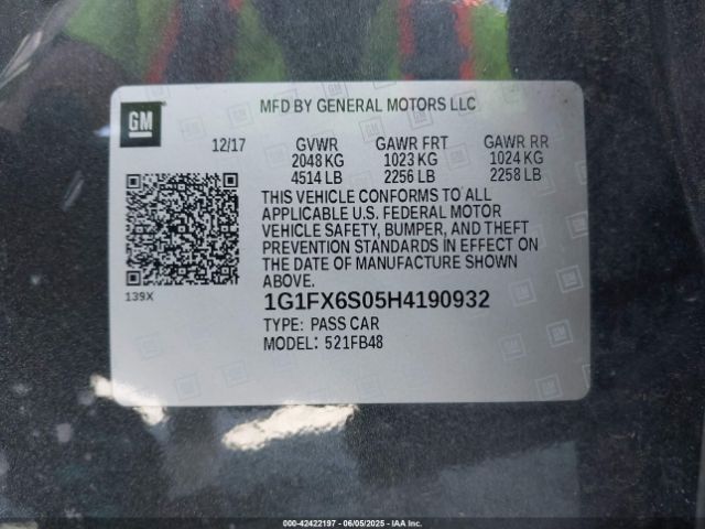 1G1FX6S05H4190932 Chevrolet Bolt Ev Premier