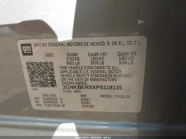 3GNKBERSXPS118135 Chevrolet lgx