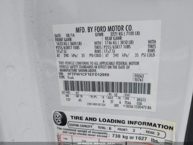 2014 FORD F-150 1FTFW1CF1EFD12959 Photo 8