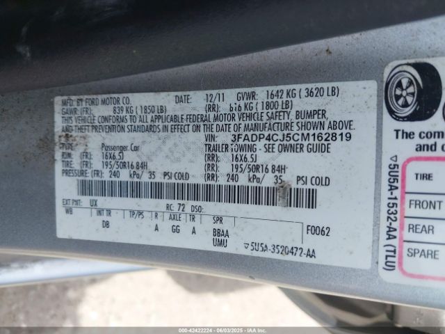2012 FORD FIESTA 3FADP4CJ5CM162819 Photo 8