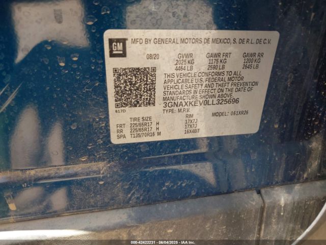 2020 CHEVROLET EQUINOX 3GNAXKEV0LL325696 Photo 8
