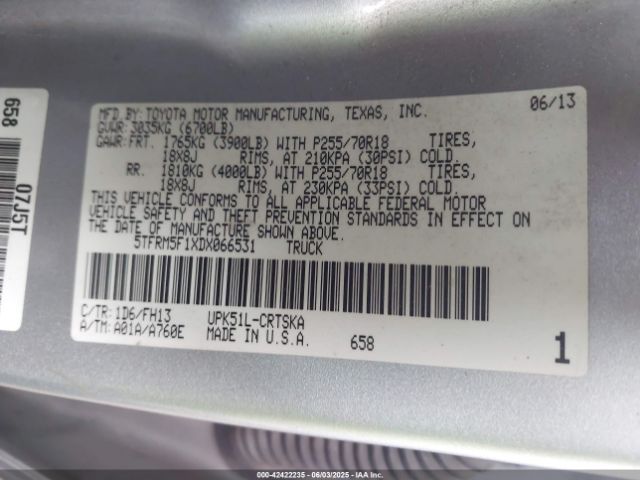 2013 TOYOTA TUNDRA 5TFRM5F1XDX066531 Photo 8