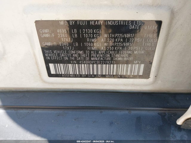 Subaru 3.6na u5 2014 4S4BRDPC3E2279215 Image 9