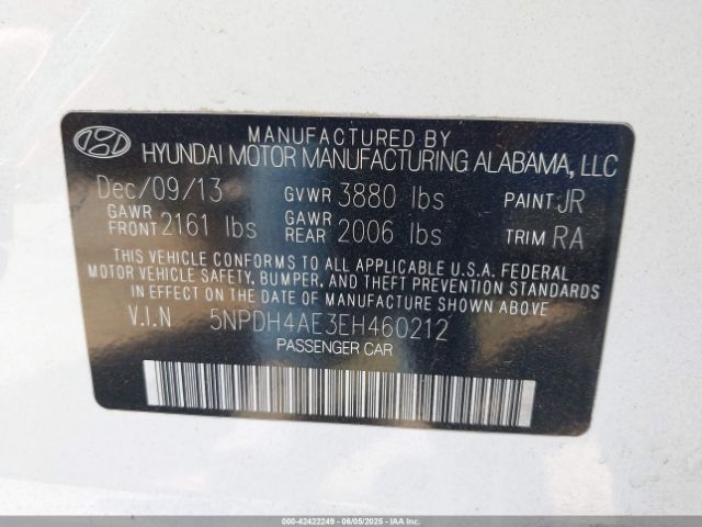 5NPDH4AE3EH460212 Hyundai dohc mpi nu