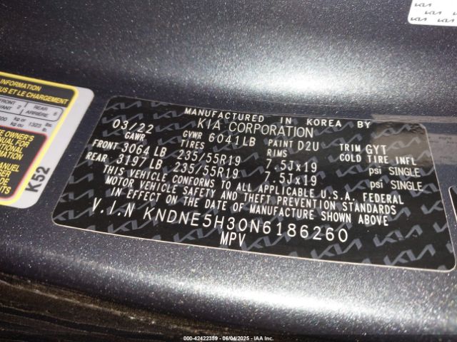 KNDNE5H30N6186260 KIA gdi lamda iii