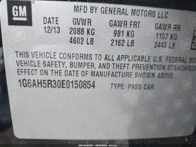 1G6AH5R30E0150854 Cadillac ATS LUXURY