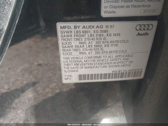 2008 AUDI Q7 WA1BY74L38D031370 Photo 8