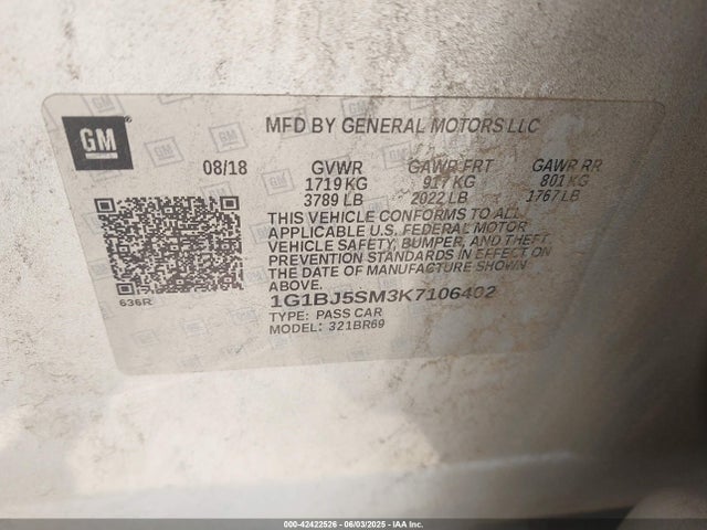 1G1BJ5SM3K7106402 Chevrolet le2 -di: direct injection, vvt: variable valve timing, gen, alum