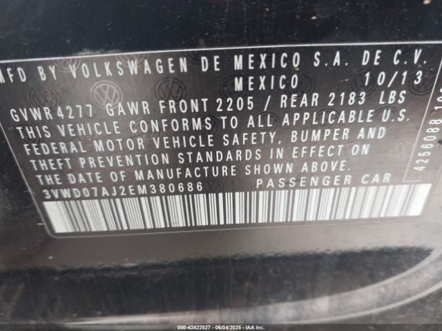 3VWD07AJ2EM380686 Volkswagen Jetta 1.8t Se