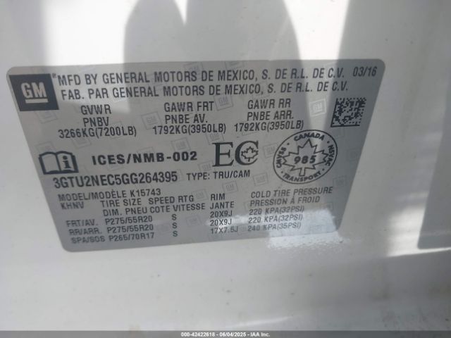 3GTU2NEC5GG264395 GMC l83 - sidi, vvt, afm, e85 max, aluminum