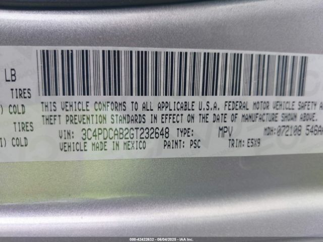 3C4PDCAB2GT232648 Dodge Journey