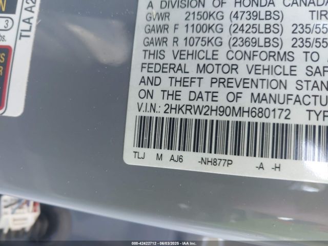 2HKRW2H90MH680172 Honda Cr-v Awd Touring