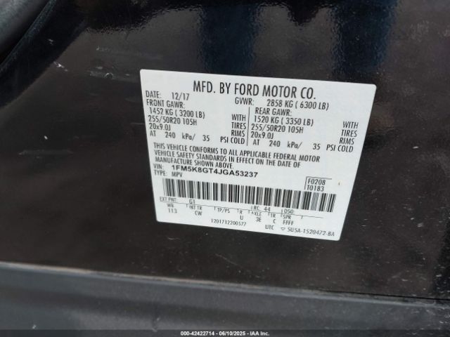2018 FORD EXPLORER 1FM5K8GT4JGA53237 Photo 8