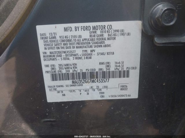 2021 FORD ECOSPORT MAJ3S2GE7MC453577 Photo 8