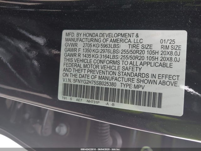 5FNYG2H75SB025380 Honda j35y8